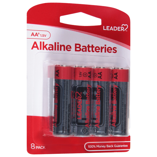 Image for Leader Batteries, Alkaline, AA, 1.5 Volt, 8 Pack, 8ea from Lee Road Family Pharmacy Inc